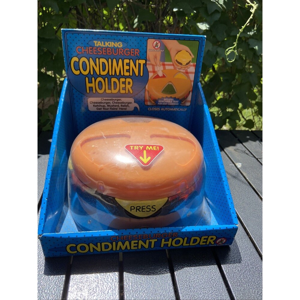 Vintage Talking Cheeseburger Condiment Holder 1999 - NIB